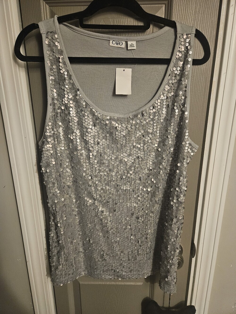 BRAND NEW ** Silver Sequin Tank Top - Women's Sleeveless Top
